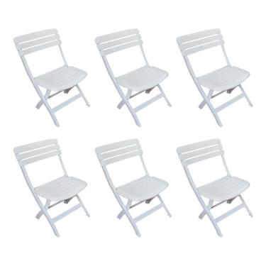 Imagem de Conjunto com 6 Cadeiras Dobravél Ripada Diamantina Branco