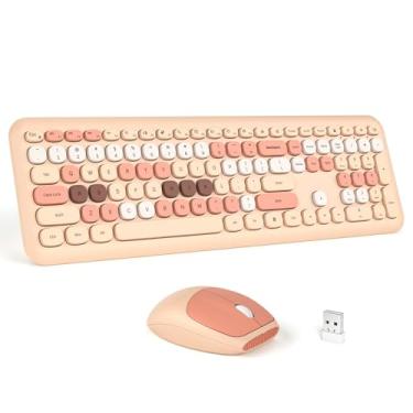 Imagem de Combo de teclado e mouse sem fio – MOFII Coffee teclado colorido Plug and Play – Teclados silenciosos com receptor USB-A 2,4G, para laptop, Windows, PC, desktop