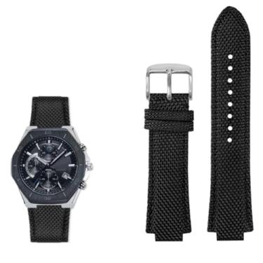 Imagem de waillynice Pulseira de relógio inferior de lona de nylon para Casio Edifice Series GST-B400 EFB-680 ECB-10D 26 x 14 pulseira (pino prata preto)