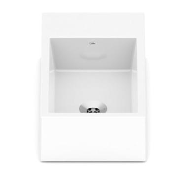 Imagem de Kit 2 Cubas Apoio 44cmx25cm com Mesa Basic Curve1 Celite Branco