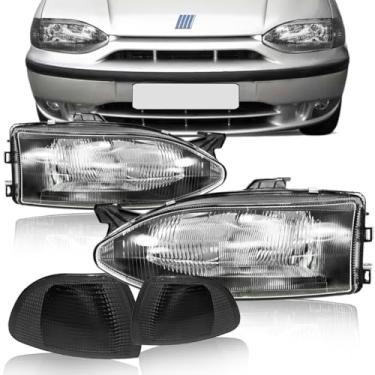 Imagem de Par Farol Máscara Negra Palio Siena Strada + Piscas Fumê 1996 à 2000