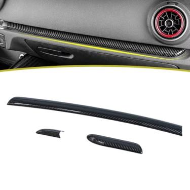 Imagem de JESYMBX Painel interior painel painel porta molduras guarnições de cobertura para Audi A3 S3 RS3 2014-2018 tira de fibra de carbono 3 peças