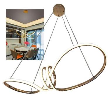 Imagem de Lustre Luminaria Arco Aneis Infinito 3 em 1 Pendente LED Luxo Ambiente