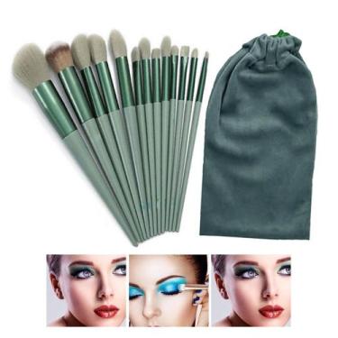 Imagem de Pincel Kit 13 Peças Maquiagem Bolsa Make Up Corretivo Po Compacto Somb
