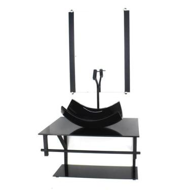 Imagem de Gabinete Vidro Banheiro 60Cm Ap Cuba Retangular Curvada - Cubas E Gabi