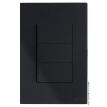 Imagem de Kit Interruptor Triplo Simples 4X2 Brs12055-3Bk - Blux Recta Black Sat