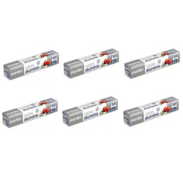 Imagem de 6 Rolos Bobina Papel Aluminio 30cm X 100 Metros Longo - Inoven