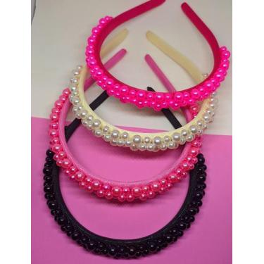 Imagem de Tiara Arquinho com Perólas Feminina Arco de Cabelo Delicada Adulto e I