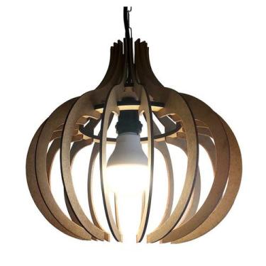 Imagem de Lustre Luminária Pendente de Madeira MDF Ana Maria Braga - ECOilumi