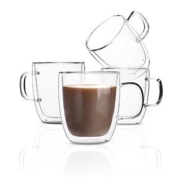 Imagem de Brew To A Tea - Canecas de Vidro de Parede Dupla, 350 ml, Conjunto de 4, Modernas e Isoladas