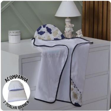 Imagem de KIT 2 Toalhas de Banho Capuz Bebê Estampas - Monzilo Baby Kids, Nuvem 