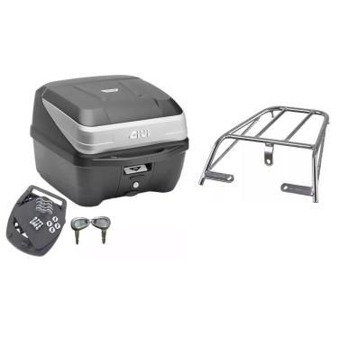 Imagem de KIT BAÚ MOTO 33L GIVI + BAGAGEIRO Ybr 125 2000 2001 2002 2003 2004 2005 2006 2007 2008 1º LINHA PROJÉTIL