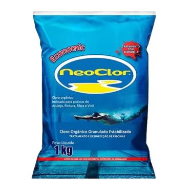 Imagem de Cloro Orgânico Economic 1Kg Para Tratamento E Limpeza De Piscina Azulejo Vinil Fibra Neoclor