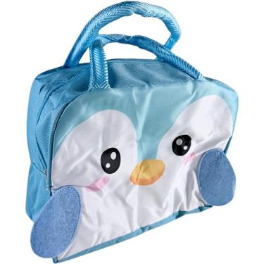 Imagem de Bolsa Lancheira Térmica Infantil p/Marmita Escolar Bolsinha Alça Passeio Lanche (Azul Claro Pinguim)