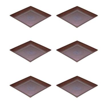 Imagem de 6un Petisqueira prato quadrado 24cm ecológico marrom escuro - evo