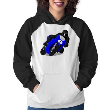 Imagem de Moletom Feminino Moto Corrida - Foca na Moda, Branco, Preto, P