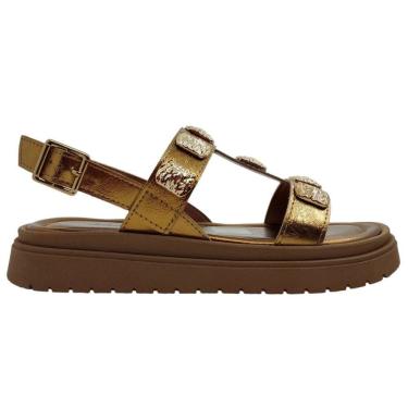 Imagem de Sandália Feminina Papete Flatform Casual Dia a Dia Passeio com Aplique Metalizado Conforto Dakota Y8133