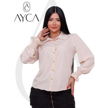 Imagem de Camisa Social Feminina Duna Bege  Manga Princesa Tendencia - AYCA, Beg