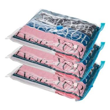 Imagem de Kit 3 Saco a Vácuo Organizador de Roupas Viagem Mala 60x50cm Lyor