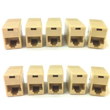 Imagem de Kit 10x Adaptador Emenda Rj45 Cabo Rede Cat5e Conector Fêmea - OEM