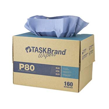 Imagem de TaskBrand N-P080ITB Premium Series Interfold Heavy Duty Wipers, Cloth, Twintote, 12" X 16.75", Blue (Pack of 160)