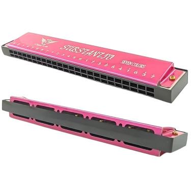 Imagem de Gaita De Boca Qiset Com Estrutura Em Alumínio Anodizado Rosa