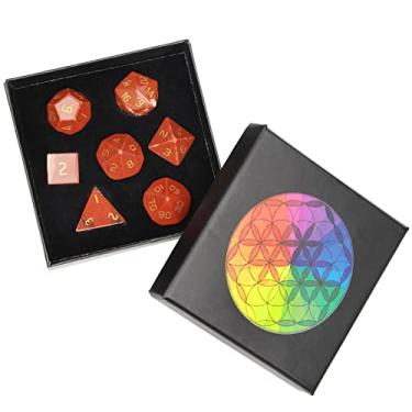 Imagem de Nupuyai Conjunto de dados poliédricos D&D de cristal jaspe vermelho curativo com caixa para Dungeons and Dragons, conjunto de 7 dados de jogo de mesa para RPG MTG RPG