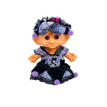 Imagem de Boneca vintage Lucky Troll chaveiro chaveiro carteira chaveiro para bolsa, carteira, mochila escolar e chave de carro boneca troll boa sorte, Roxa, P