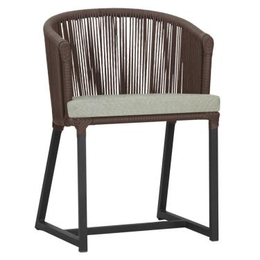 Imagem de Cadeira De Jantar Noronha Alumínio Preta E3 Trama Original Marrom