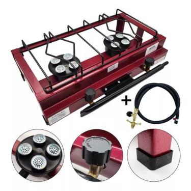Imagem de Fogão 2 Bocas Industrial Portátil Alta Pressão Roa - ROA - Linha Vinho