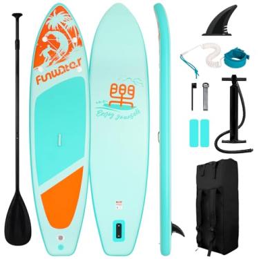 Imagem de FunWater SUP Prancha inflável de stand up paddle ultraleve com acessórios, barbatana, pá ajustável, bomba, mochila, trela