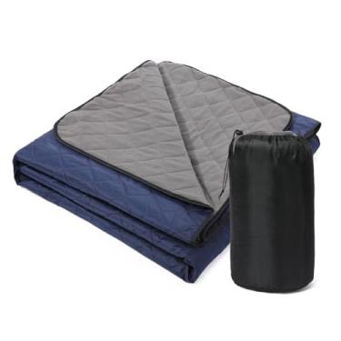 Imagem de Camping Blanket Water resistente a água de lã Quadro de lã Campo de acampamento ao ar livre Picnic Park Tamanho da família 78,7 x 55,1 polegadas de polar lã polar preta azul (Azul escuro)