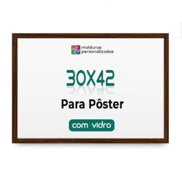 Imagem de Moldura 30x42 com Vidro Quadro A3 Parede Poster Certificado Diploma Arte Proteção (Marrom)