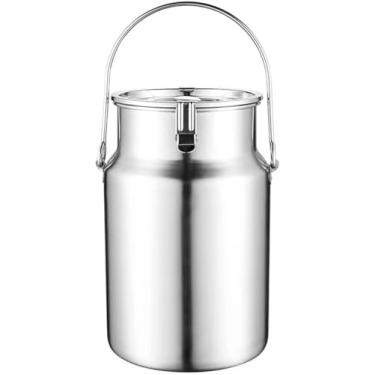 Imagem de Lata De Leite De Aço Inoxidável 304, Balde De Leite 3-10l Balde De Vinho Jarro De Sacola Com Tampa Selada Dispensador De Bebidas De água Para Leite Óleo De Vinho, 10L