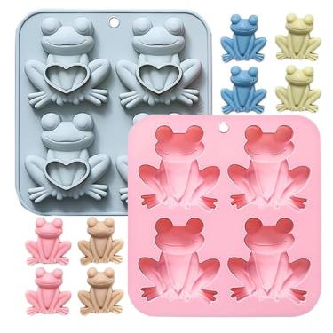 Imagem de 2 moldes fofos de silicone de chocolate com cara de sapo