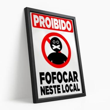 Imagem de Quadro Decorativo Proibido Fofocar Com Moldura Aviso Engraçado Sinal Divertido Escritório Humor Preto Vermelho Criativo Visual Impactante