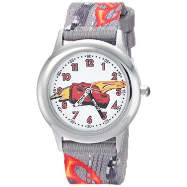 Imagem de DISNEY Relógio analógico de quartzo masculino Carros 3 de aço inoxidável com pulseira de nylon, cinza, 16 (modelo: WDS000460)