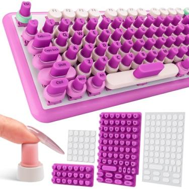 Imagem de Udefineit 91 peças de adesivos para digitação de arte de unhas de silicone de vidro, bolhas universais de teclado, adesivos reutilizáveis para mulheres, capa protetora de silicone antiestática em