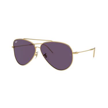 Imagem de Óculos de Sol Ray-Ban Aviator Reverse 0RBR0101S 001/1A Tam 62 / Ouro - Lentes Roxo