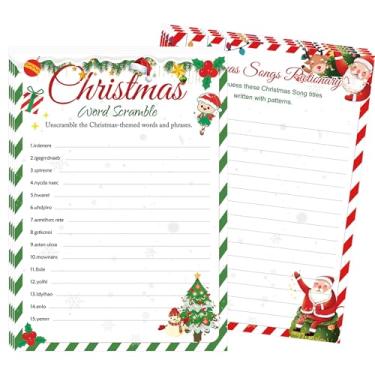 Imagem de Cartões de jogos de festa de Natal, 30 peças, cartas de perguntas e respostas de Natal, palavras de pesquisa, palavras, jogos, cartas e palavras com chave de resposta