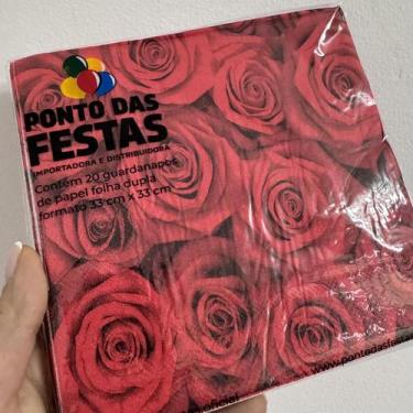 Imagem de Guardanapo de Papel Folha Dupla Rosas Vermelhas 33x33 cm - Ponto das F