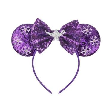 Imagem de Tiara De Orelhas De Rato Com Lantejoulas E Laço Para Meninas Com Pérol