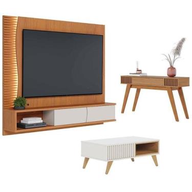 Imagem de Home Suspenso Egeu Freijó Off White com Mesa de Centro Jeri Off White 