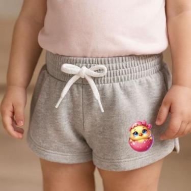 Imagem de Short Moletinho Infantil Feminino Estampado Patinha Charmoso Delicado 