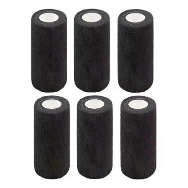 Imagem de Kit 6 Bandagem Elástica Flexivel Autoaderente 10cmx4,5m - FWC, Preto