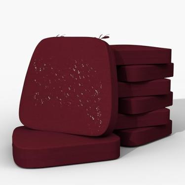 Imagem de Iristykilin Almofadas de cadeira de 43 x 40 cm x 6 cm de espessura para cadeiras de jantar, pacote com 8 almofadas de cadeira de cozinha à prova d'água e fácil de limpar com laços e suporte