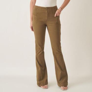 Imagem de Calça Jeans Color Confort Flare Cintura Alta com Pences e Bolsinho Fro