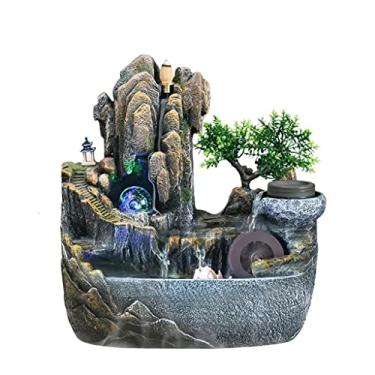 Imagem de XFNVXC Fonte decorativa interna de mesa fonte de água corrente alpina escritório decoração da sorte sala de estar ornamento decorativo paisagem aquática fonte rochosa casa