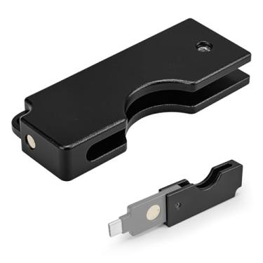 Imagem de A capa protetora de alumínio serve para Yubikey 5C NFC – suporte de chaveiro com design flip slide para acesso rápido e proteção diária, preta