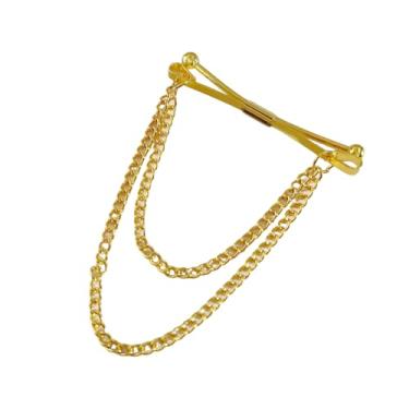 Imagem de Broche de colar de corrente com design de pino duplo, corrente ajustável para camisas, blazers e jaquetas, broche de metal retrô vintage para mulheres, Medium, Liga de aço, Sem Pedra Preciosa